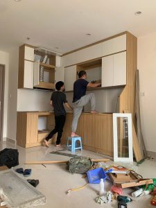sửa tủ bếp để lắp máy rửa bát